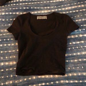 Black Short Sleeve Crop Top